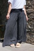 Made in Italy Marina Chalk Stripe Palazzo Pant Black